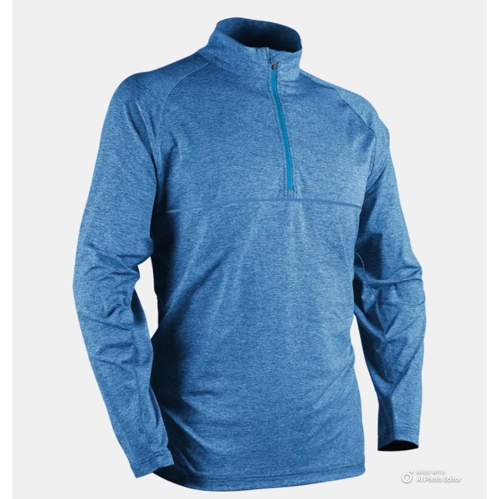 Sun Mountain Mens Size Small Second Layer Pullover in Pacific Blue Heather NWT